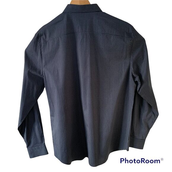 Perry Ellis Mens L/S Blue Line Print Shirt Cotton Stretch Sz Small $79 - Picture 4 of 5